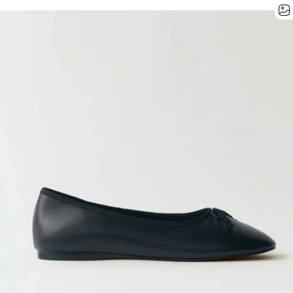 MNG Mango black leather ballet bow flats; NWT; size Euro 38 US 7.5 - Picture 3 of 9